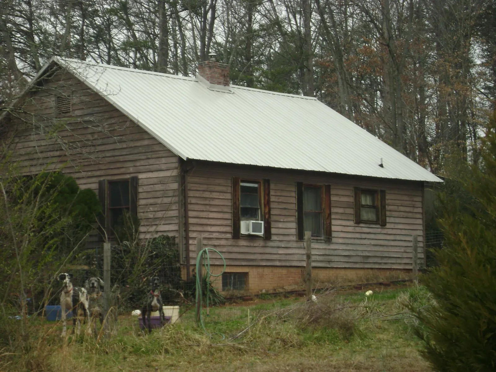 White metal roof on an old wood sided farmhouse, from a Asphalt Shingle Roof Repair job in Hamptonville